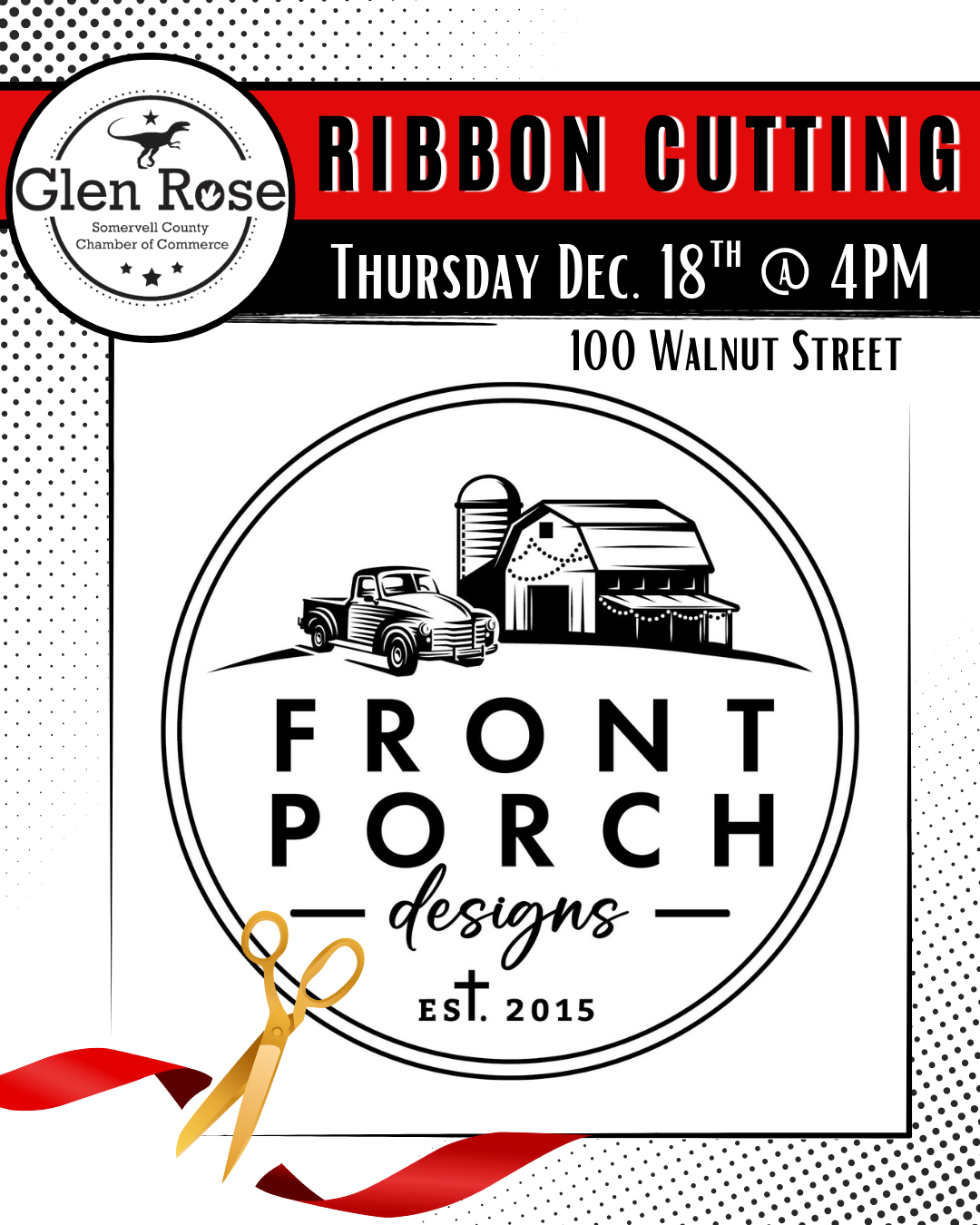 🎀 FRONT PORCH DESIGNS – Ribbon Cutting